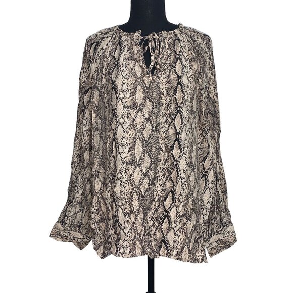Ava & Viv Womens Tan Snake Print Long Sleeve Top Blouse Plus Size 3X - Picture 1 of 11
